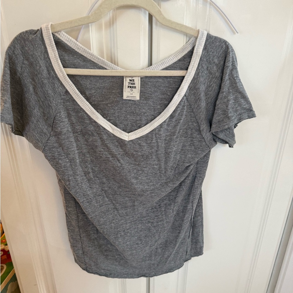 We The Free Charcoal V-Neck Tee